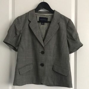 Banana Republic black plaid short sleeve suit top